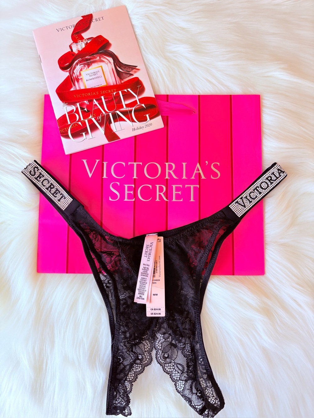 ❤️❤️Victoria’s Secret logo shine strap panty (M)❤️❤️